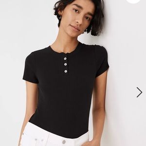 Madewell Black Henley Tee Bodysuit